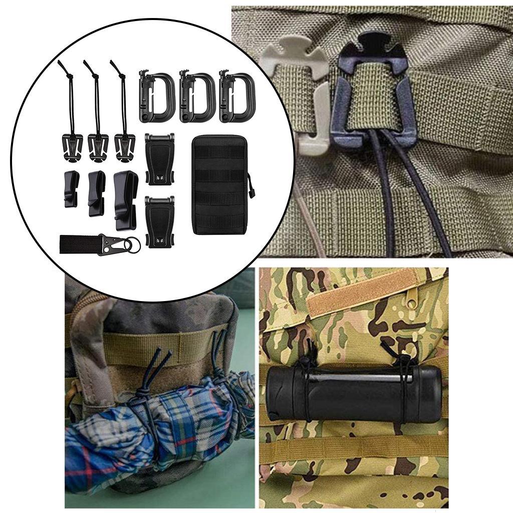 13Pcs Molle Accessories Set Webbing Key Ring D-Ring Clip Lock