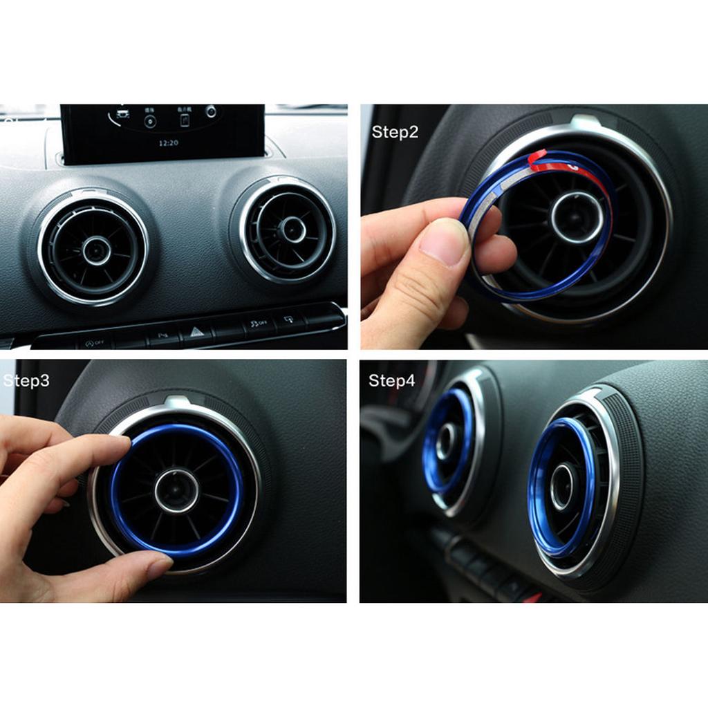 4PCS AC Air Vent Outlet Cover Sticker Ring For Audi A3 S3 2013-2016