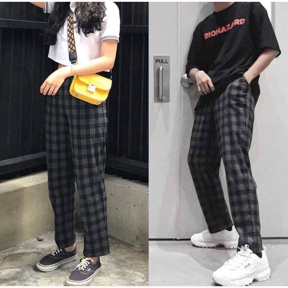 Quần Sọc Caro Unisex Quần Baggy Caro Lưng Thun Plaid Pants Cao Cấp - MM