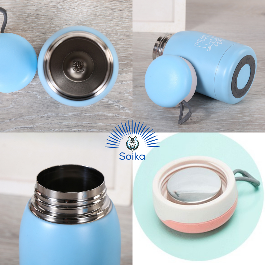 Bình Giữ Nhiệt Cute Cho Bé SOIKA ST01300 Inox 304 300ml Cách Nhiệt Chân Không Hình Con Mèo Nhiều Màu