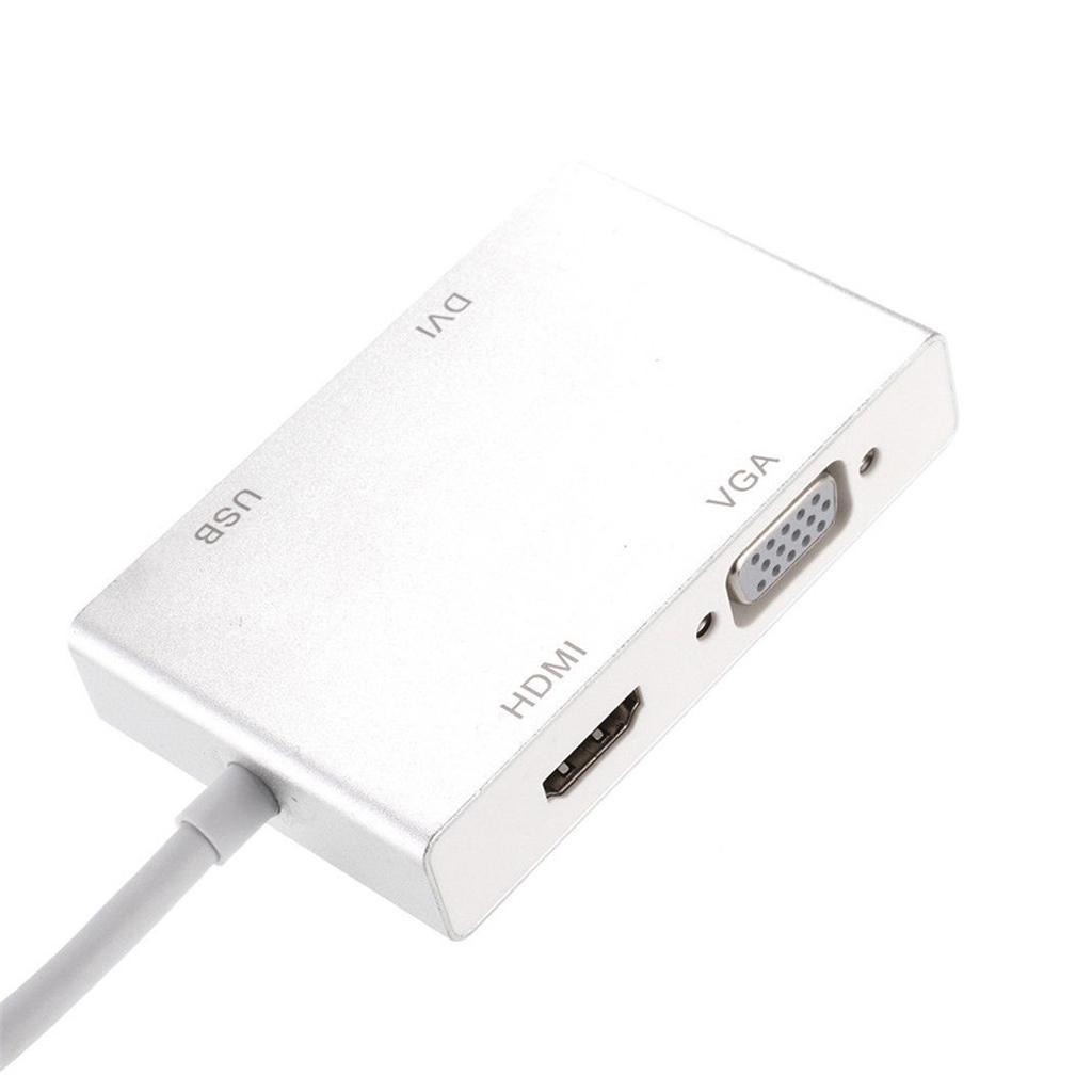 4 in 1 USB C Type-C to VGA/DVI/HDMI/USB Port Adapter Converter Cable For PC