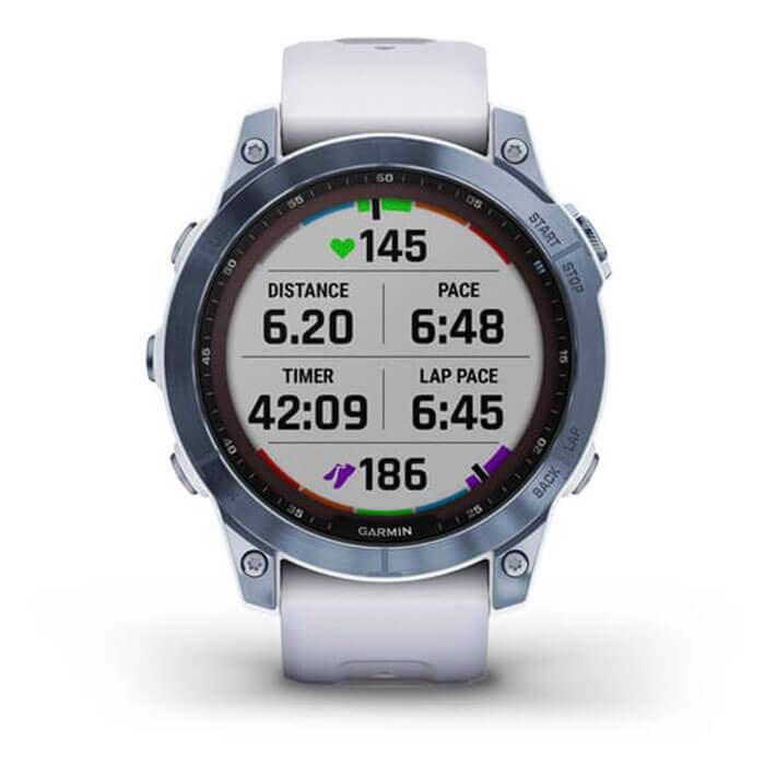 Đồng Hồ Thông Minh Garmin Fenix 7 Mineral Blue DLC Titanium with Whitestone Band - Hàng Chính Hãng