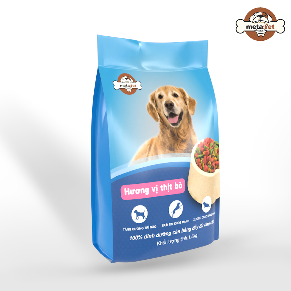 Đồ Ăn Khô Cho Chó Trưởng Thành Vị Thịt Bò Metapet (1.5kg)