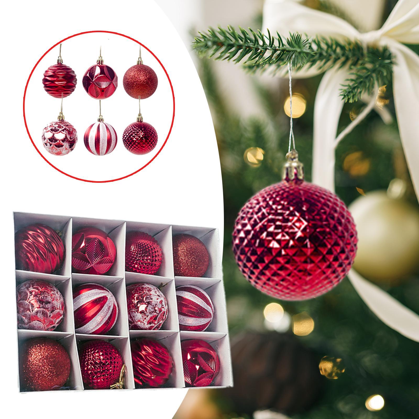 12Pcs Christmas Balls Xmas Tree Hanging Pendants DIY for Home Decorations