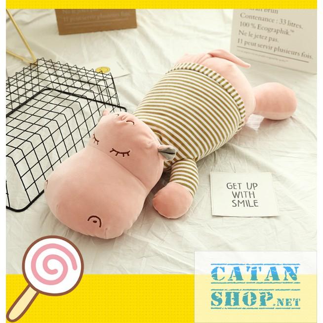 Gấu bông kèm mền, Gối mền Hà mã lười 3 trong 1, hàng siêu to, nỉ nhung cực mịn, chăn gối văn phòng