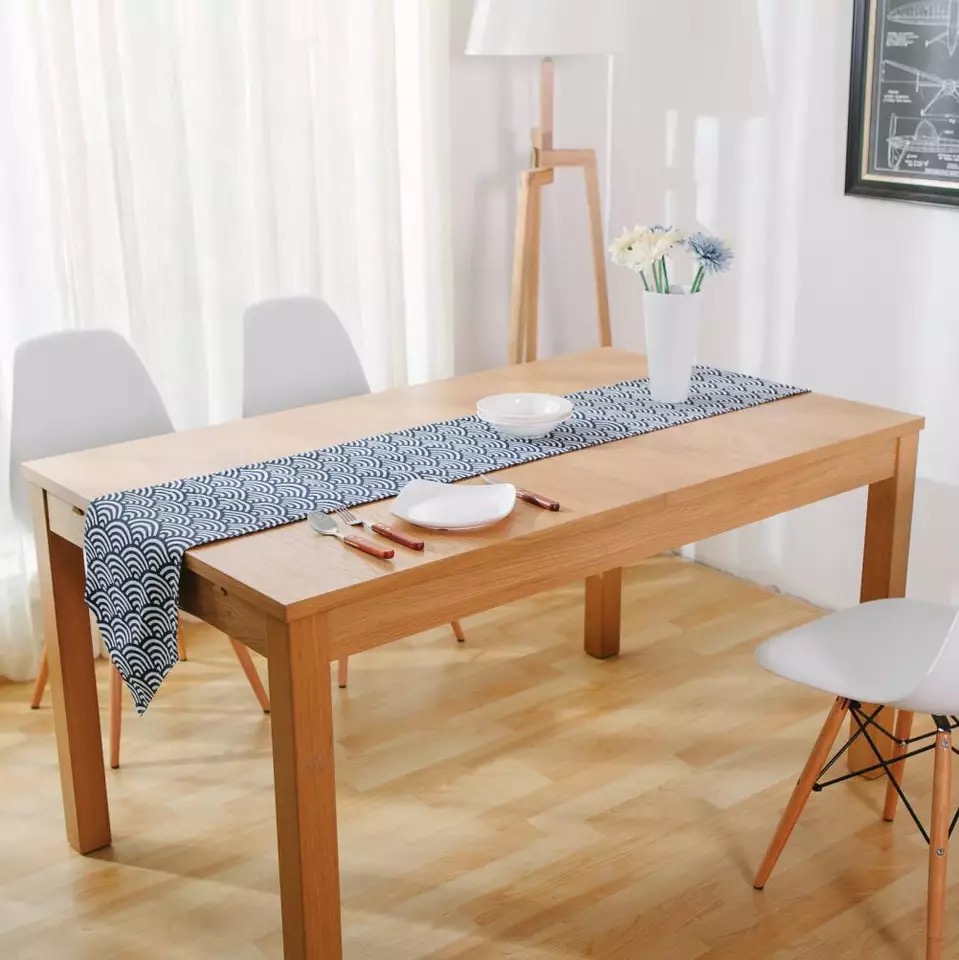 Khăn trải bàn table runner vải bố - Họa tiết Sóng cong - mẫu G07