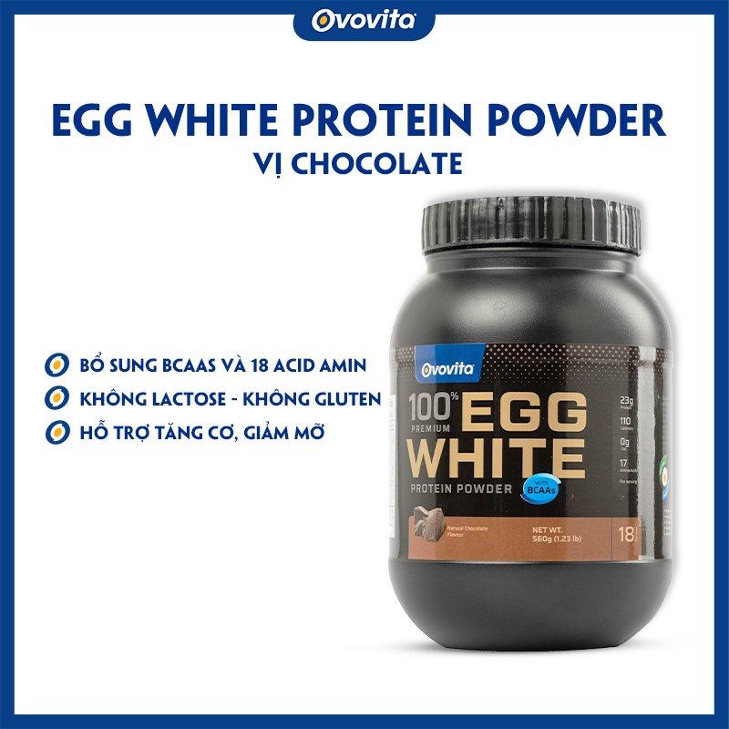 Egg White Protein. Bột Lòng Trắng Trứng Hương Socola Ovovita Hũ 560 gram