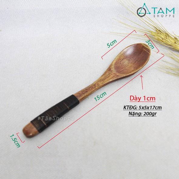 Combo 4 Muỗng gỗ trang trí màu nâu quấn cước W-MG-23