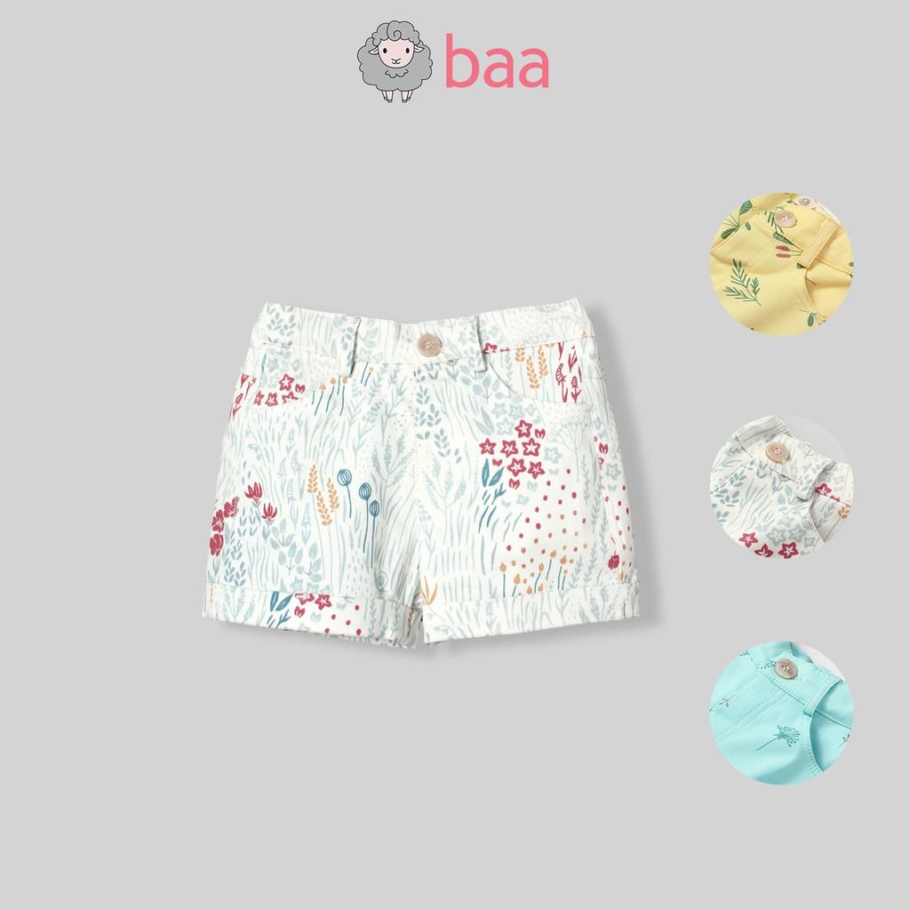 Quần short khakis cho bé gái BAA BABY họa tiết hoa lá trẻ từ 1-7 tuổi - GT-QU11N