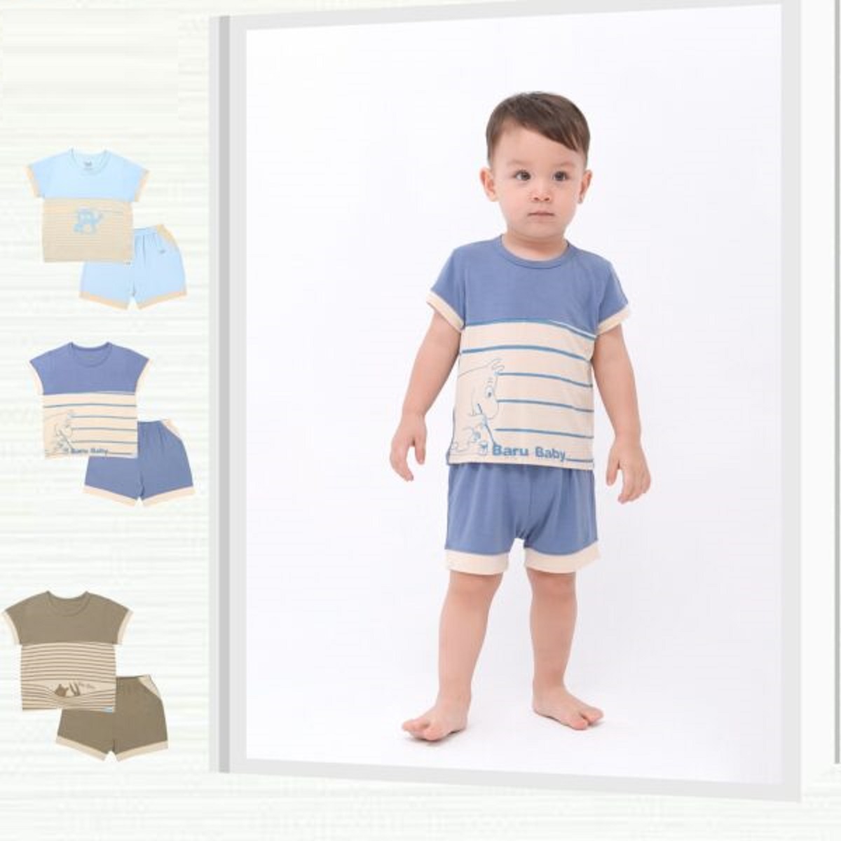 Bộ sơ sinh tay ngắn  BARU chất liệu cotton mềm mại ,thời trang trẻ em ( 6m- 4y )