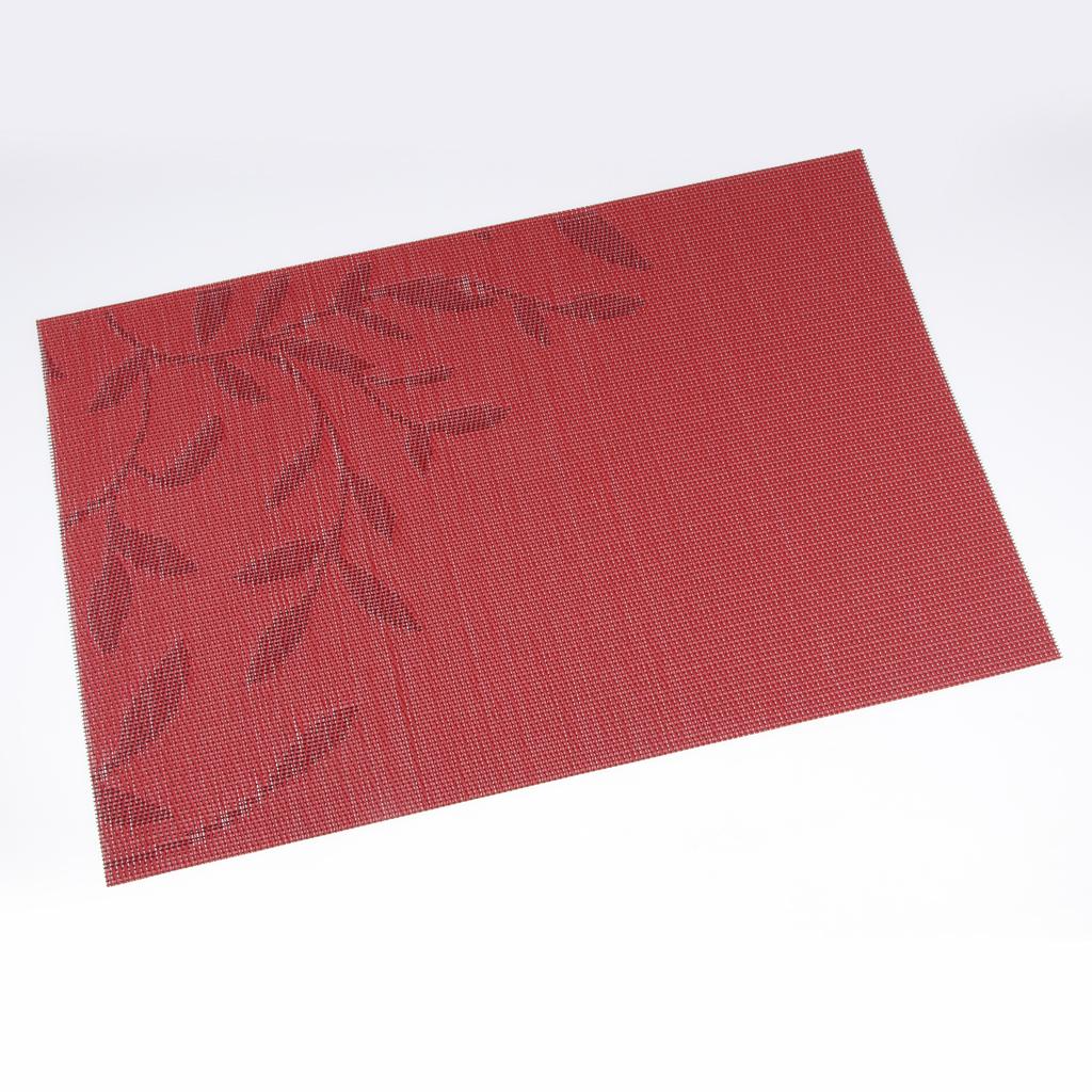 4pcs Rectangle PVC Place Mat Table Pad Dishware Coasters Dining Room Red