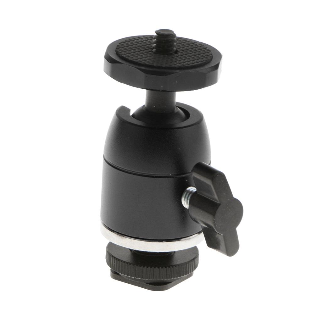 360° Swivel Ball Head 1/4''Screw Mount Tripod Hot Shoe for DSLR/SLR Black