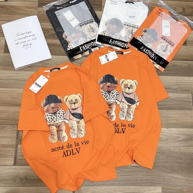 Áo thun nữ dáng unisex hình gấu đôi dễ thương