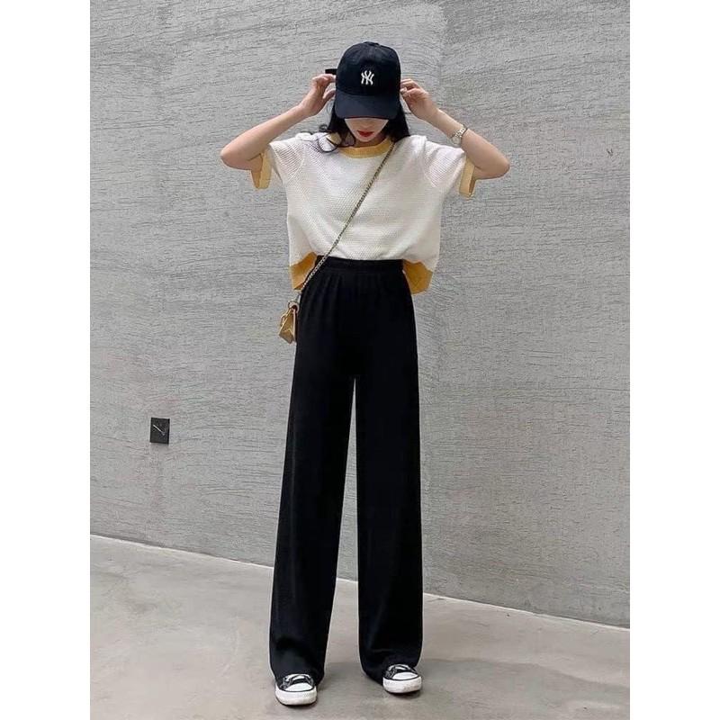 QUẦN ỐNG RỘNG LANH ĐEN TRƠN (CÓ SIZE DÀI)