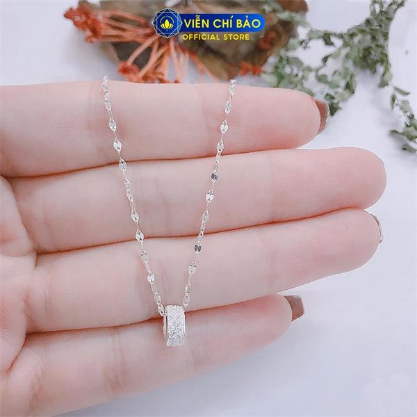 Dây chuyền bạc nữ mắt xoắn, mặt trụ đá chất liệu bạc S925 thời trang phụ kiện trang sức nữ Viễn Chí Bảo M400421+D400027