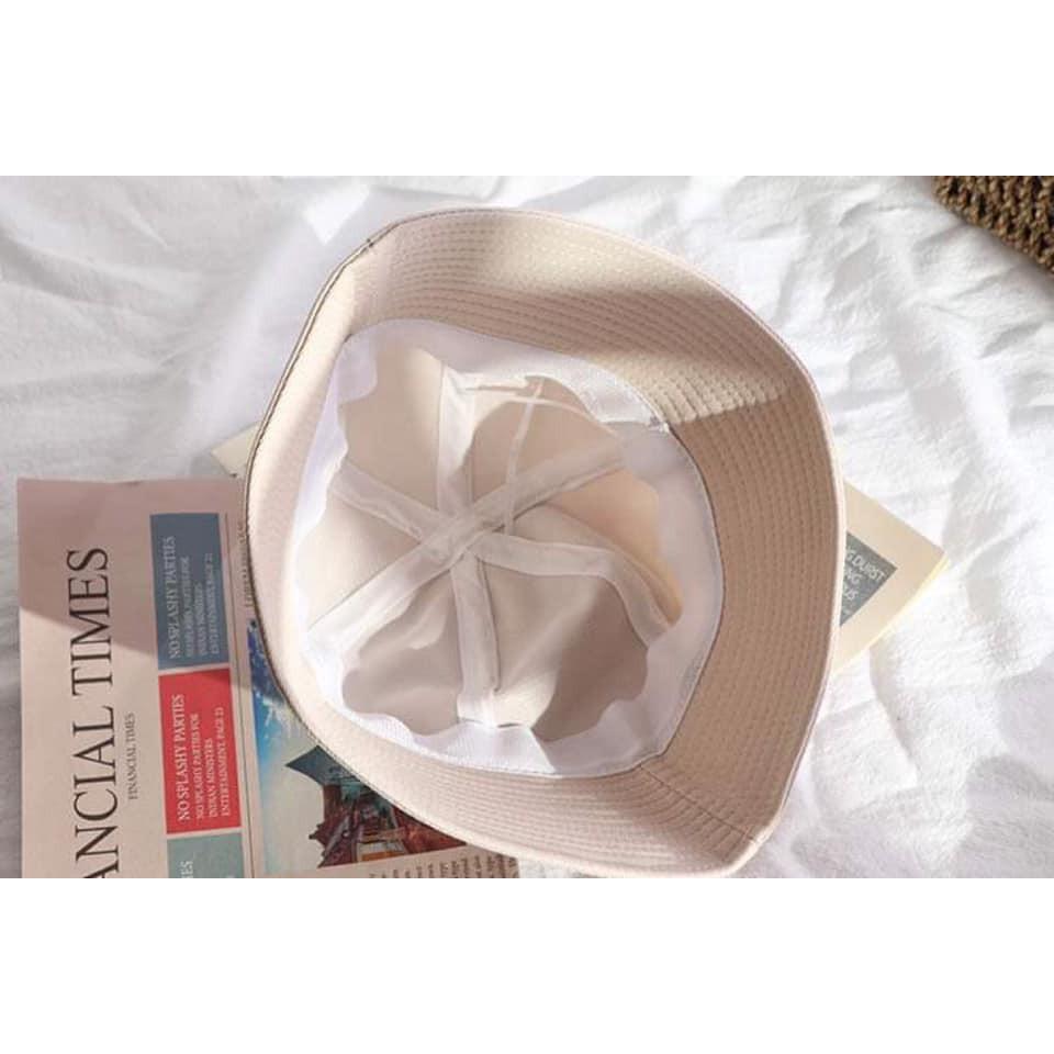 Nón bucket canvas trơn ngắn style Ulzzang tiktok xinh xắn