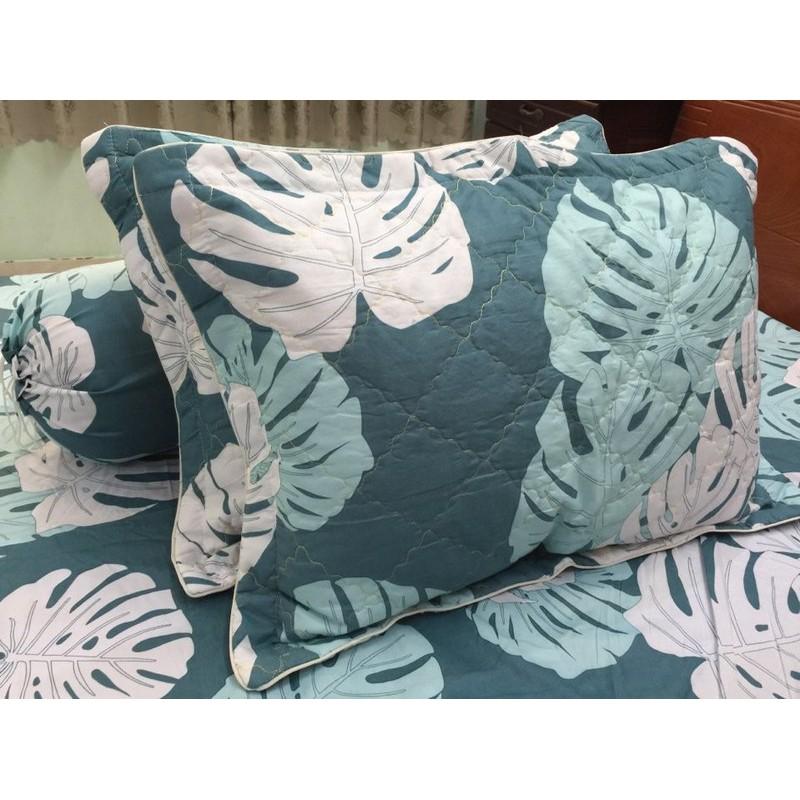 Bộ Chăn Drap Gối 5 món Cotton Poly hoạ tiết hoa 1m8x2mx10cm