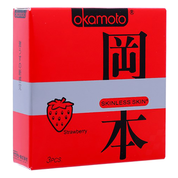 Bao Cao Su Okamoto Strawberry Hương Dâu (3 Cái / Hộp)