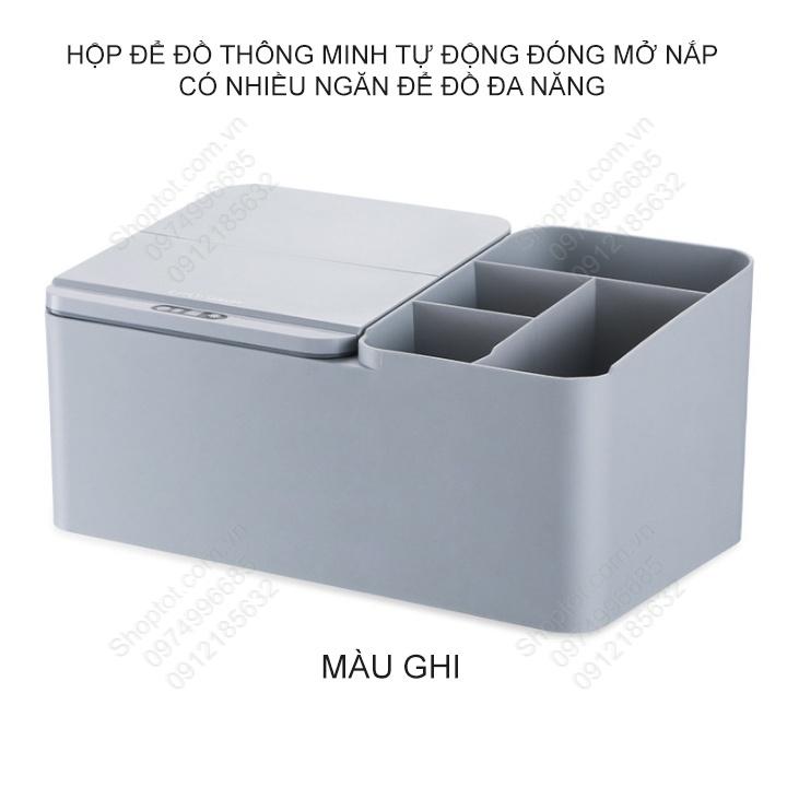 Hộp để đồ đa năng cảm ứng thông minh tự động đóng mở nắp, để đồ cá nhân, để đồ nhà bếp, để đồ nhà tắm, đồ trang điểm