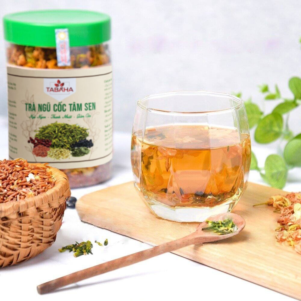 Trà Ngũ Cốc Tâm Sen Tabaha Hộp 500g Thanh Nhiệt Cơ Thể Ngủ Ngon Từ 10 Thành Phần