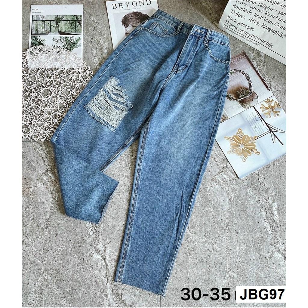 Quần jean baggy rách gối size lớn VNXK JBG97