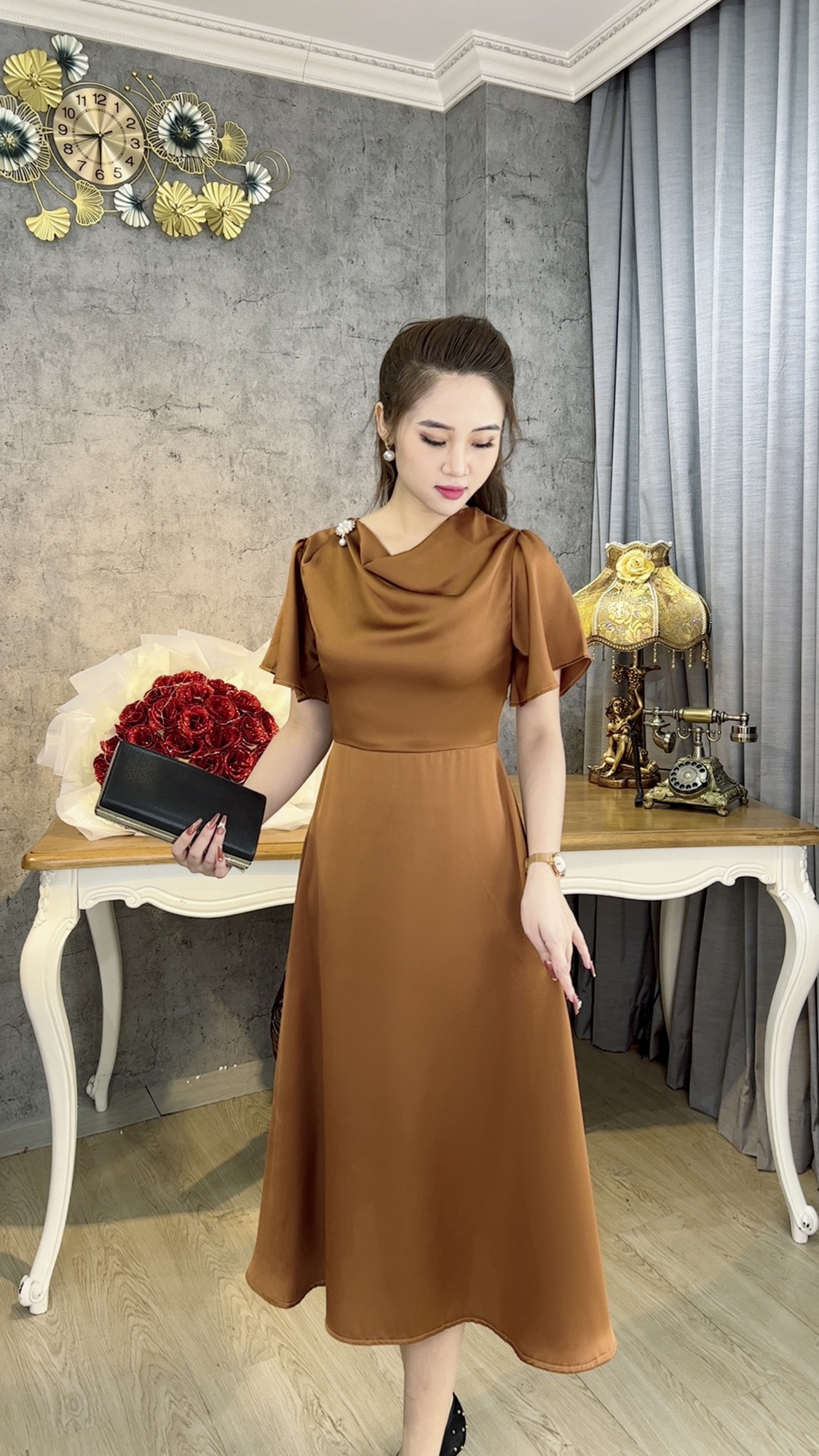 Đầm Trung Niên [ Linh Trà ] (TM 593) Bigsize Màu Sắc Trẻ Trung Tươi Sáng Họa Tiết Sang Trọng Đi Làm Đi Tiệc Cho Bà