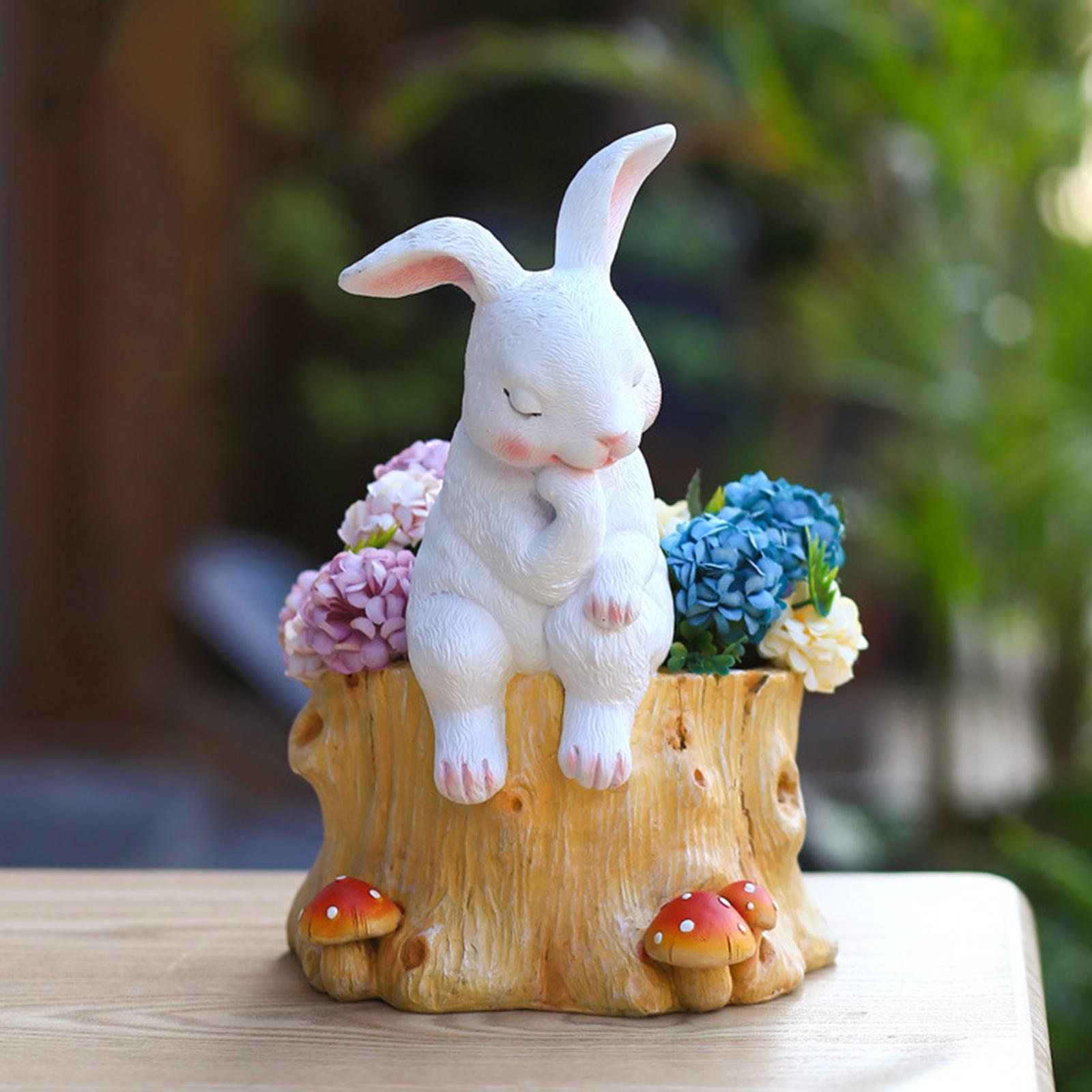 Succulent Planter Pot Bonsai Holder Bunny Flowerpot Patio Decor Ornament