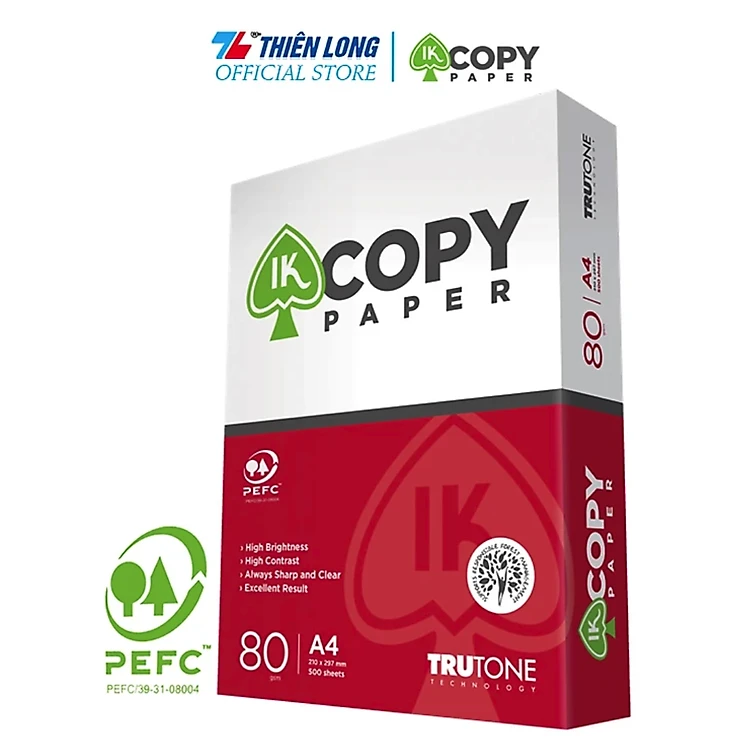 Combo 5 Ream giấy A4 80 gsm IK Copy (500 tờ) - Hàng nhập khẩu Indonesia Hàng nguyên thùng chất lượng cao