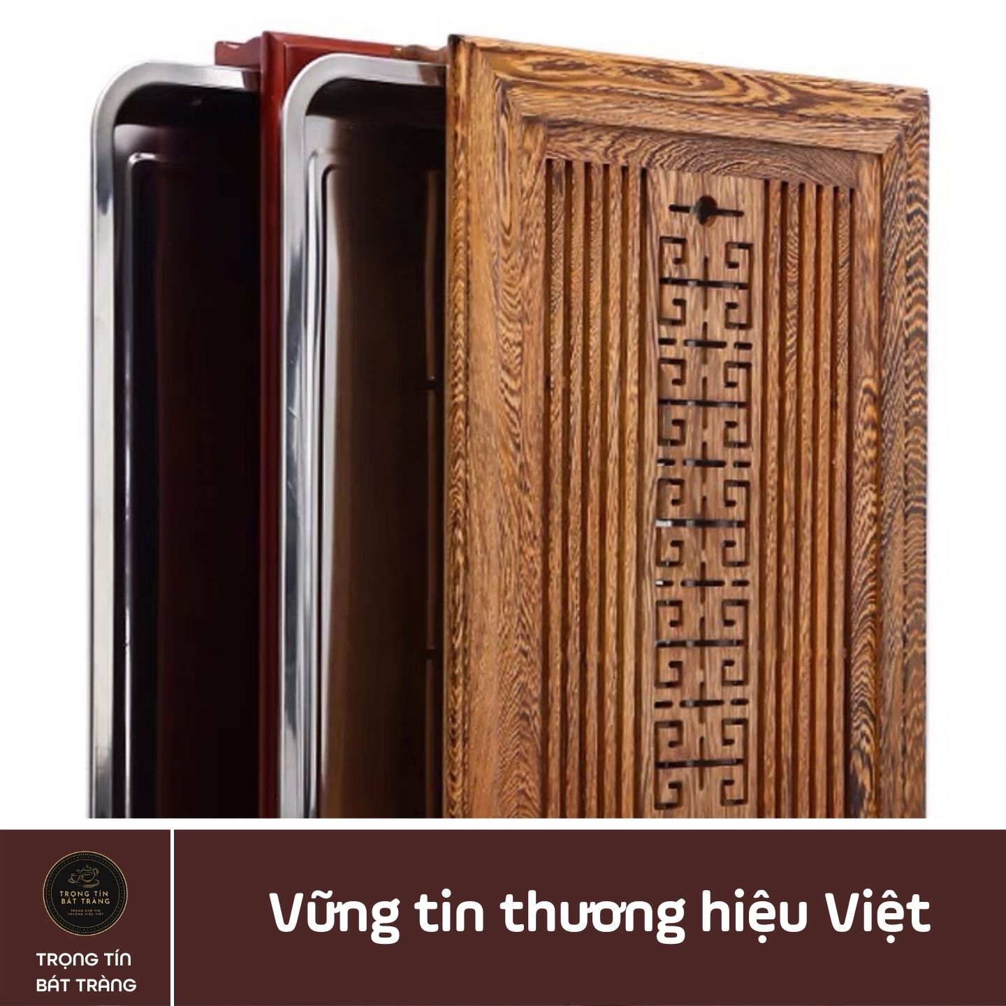 KT 32 Khay Trà Tre Cao Cấp Chữ Nhật Kích Thước 52*37*7.5