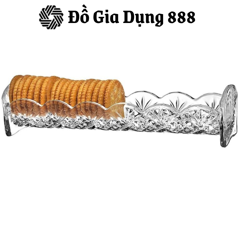 Khay Pha Lê Đựng Bánh Quy DUBLIN, Siêu Sang, Siêu Xinh, Dài 24cm, Nhập Đức