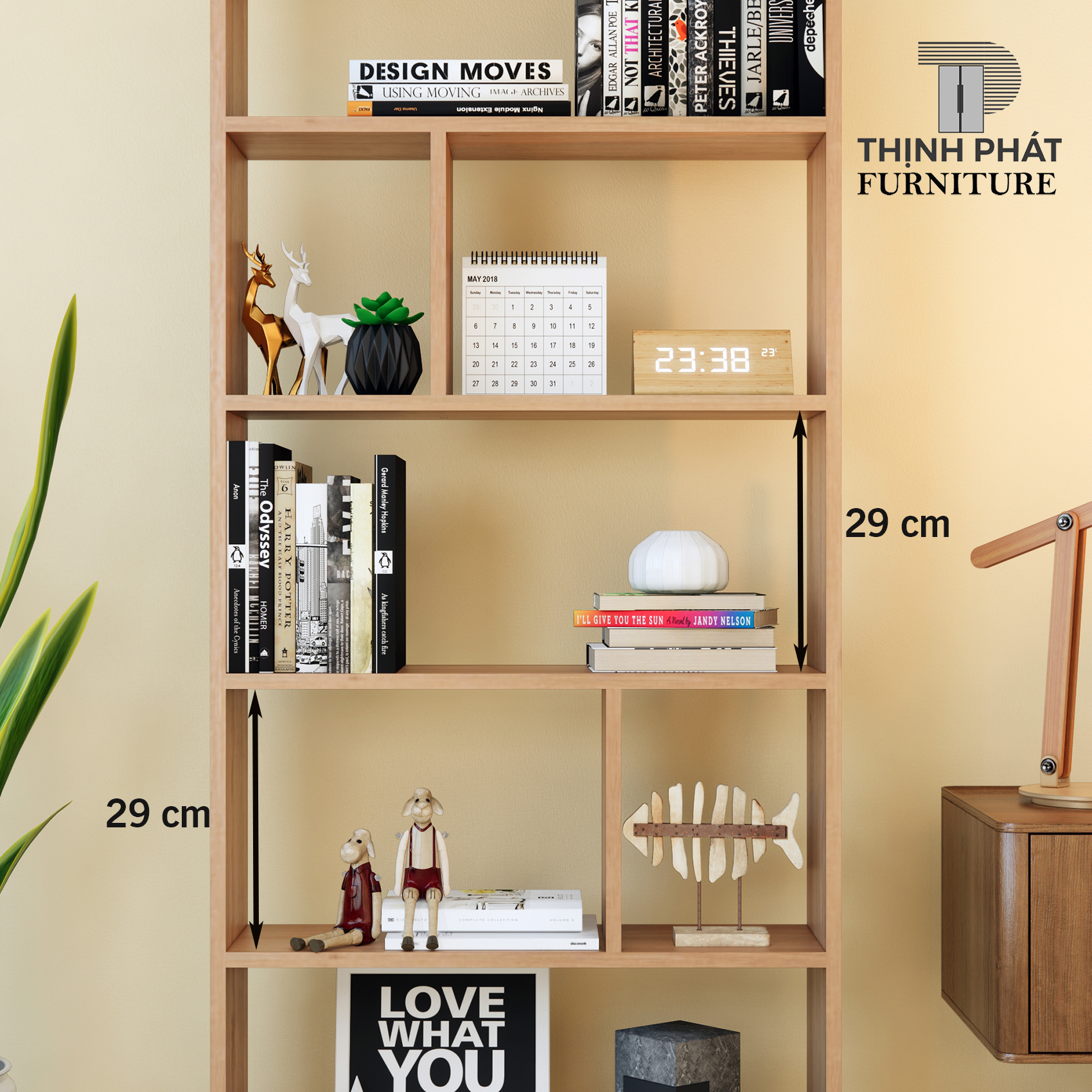 KỆ SÁCH- KỆ TRANG TRÍ 6 TẦNG TRƯNG BÀY THỊNH PHÁT FURNITURE  KS-TP 05  (70cm x 162cm)