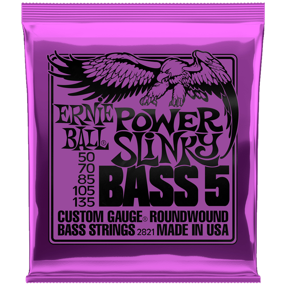 DÂY ĐÀN GUITAR BASS 5 DÂY ERNIE BALL POWER SLINKY P02821, 50-135, NICKEL WOUND