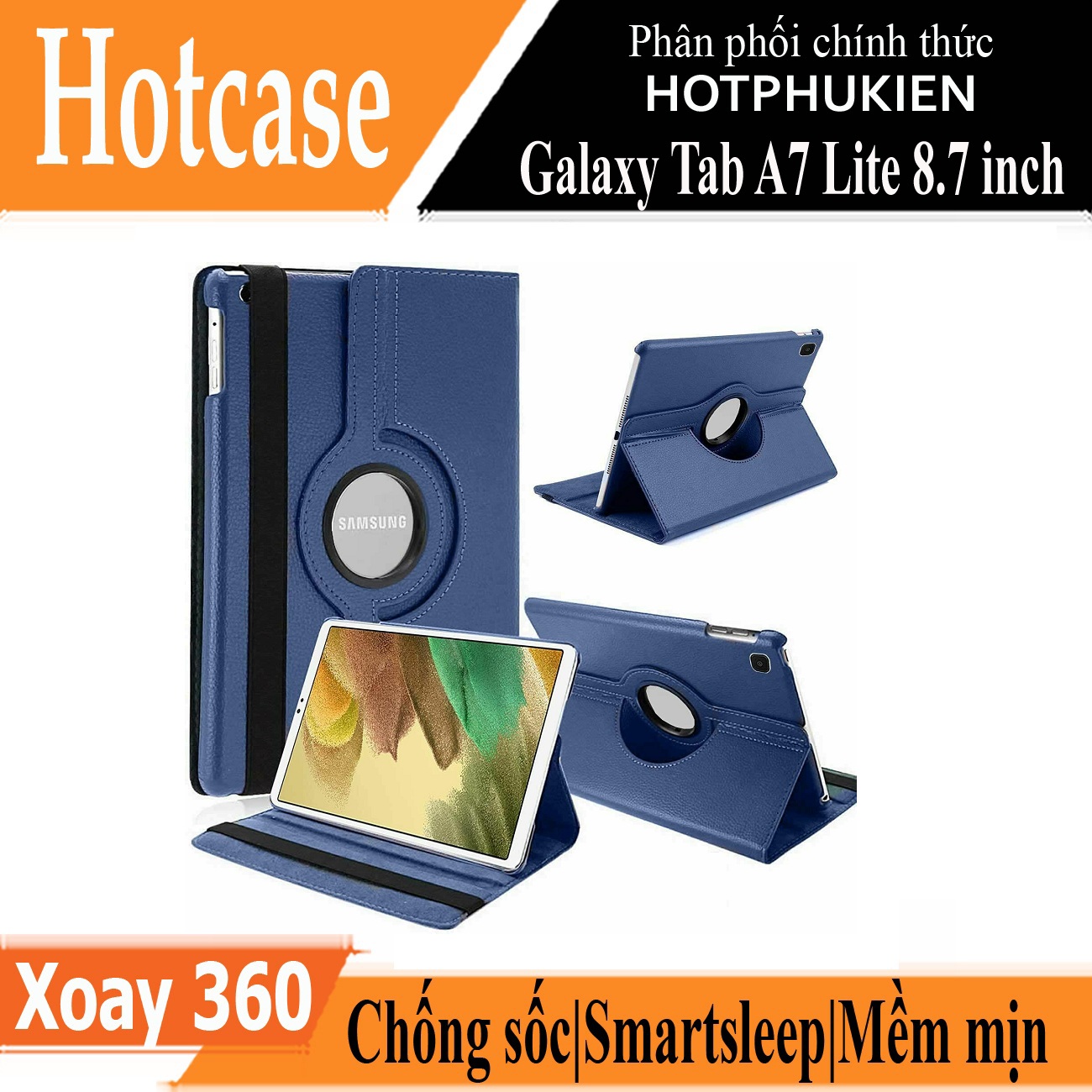 Case bao da chống sốc xoay 360 độ cho Galaxy Tab A7 Lite 8.7 inch SM-T225 hiệu HOTCASE - hàng nhập khẩu