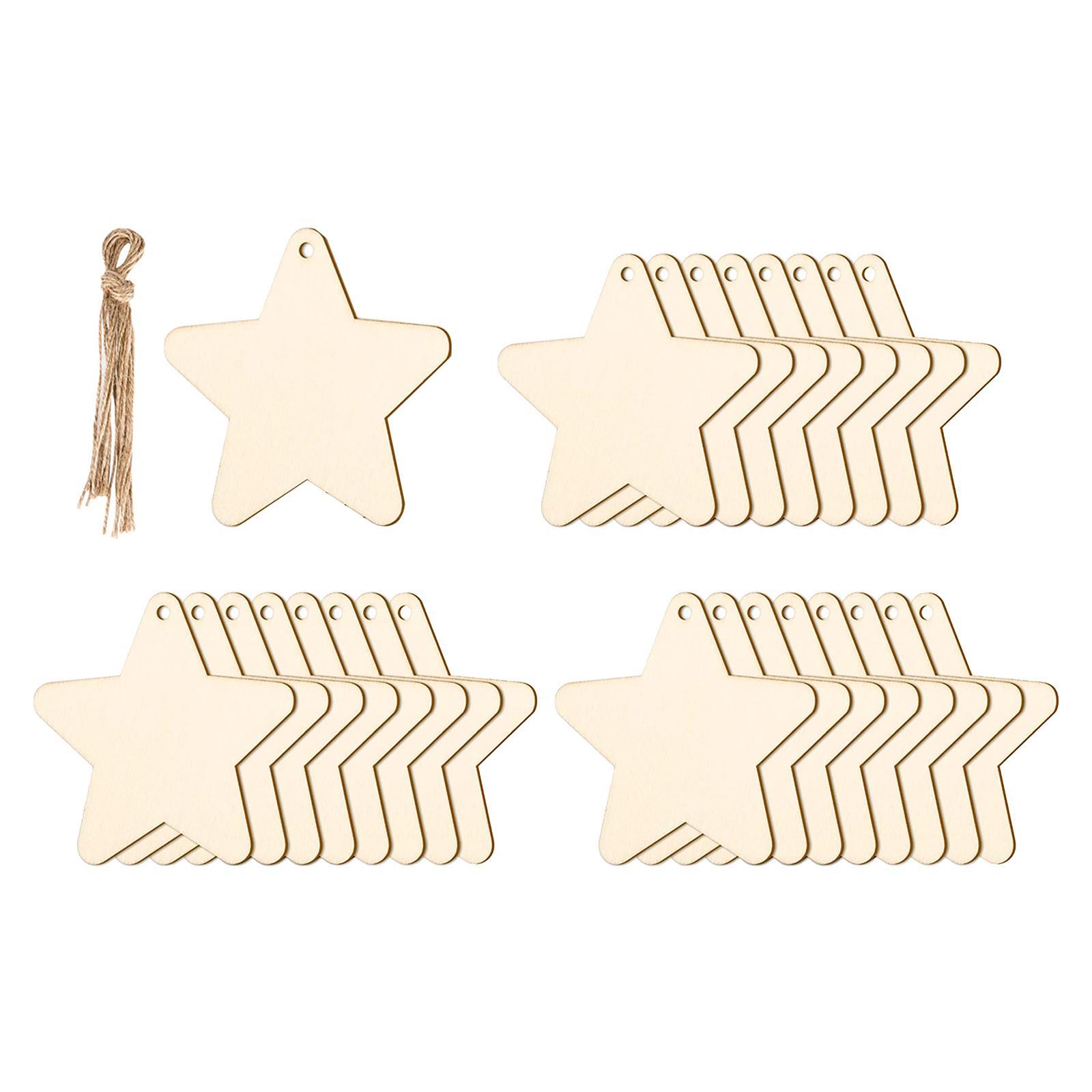 25x Unfinished Wood Slices Wooden Craft Shapes with Ropes for Crafts Holiday