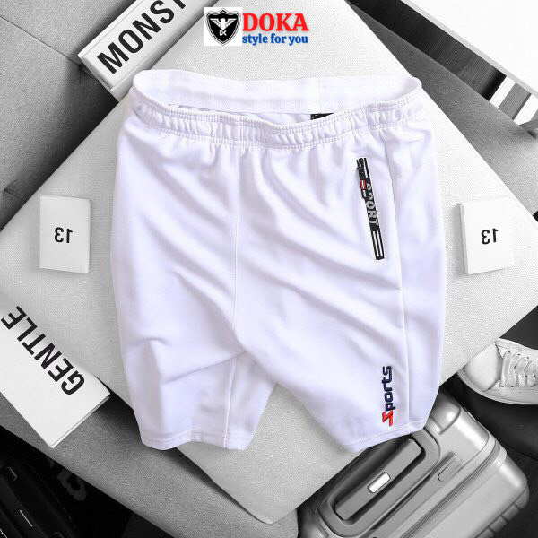 Quần shorts thể thao nam dạng sọt sport đùi chất thun lạnh 4 chiều cao cấp phù hợp tập gym hay mặc nhà có màu trắng và đen DUI-P101