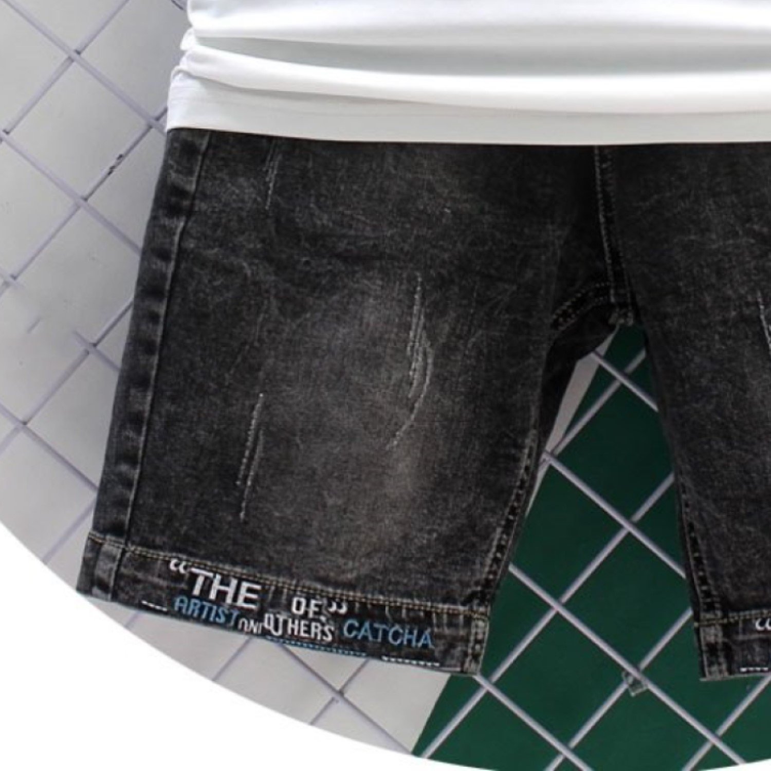 K0003319 Bộ jean lửng áo thun vàng bé trai từ 27-45kg