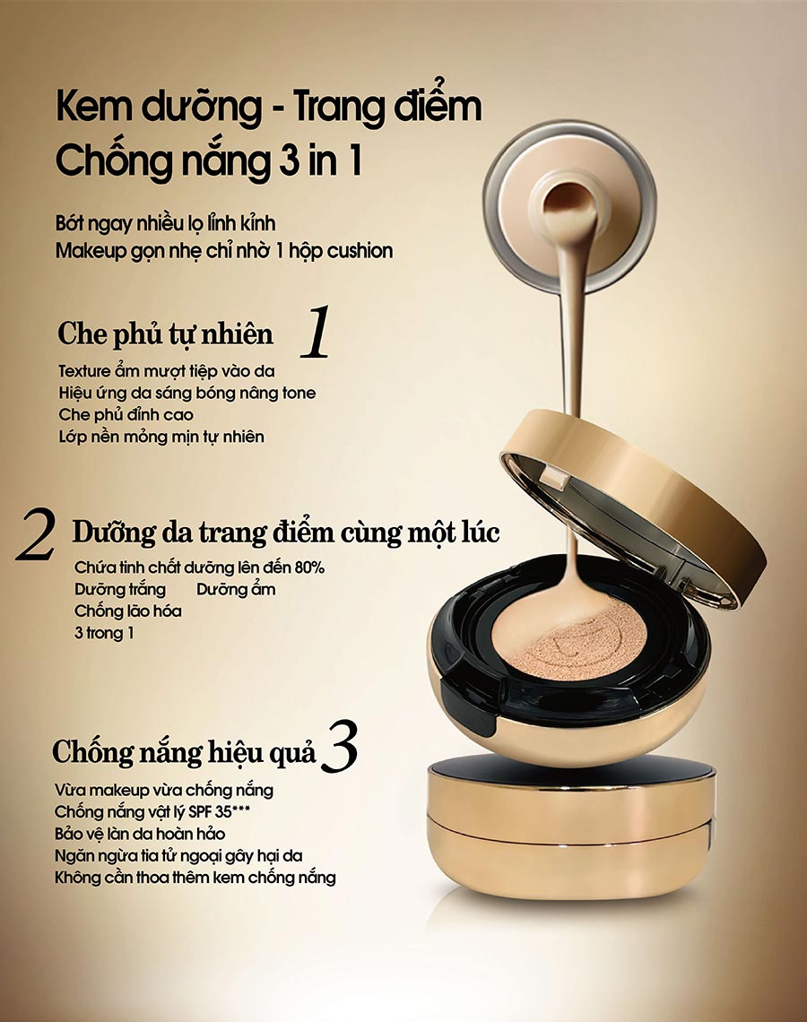 Phấn nước đa năng 3 trong 1 KEILEI - 3 in 1 Radiance Cushion KEILEI