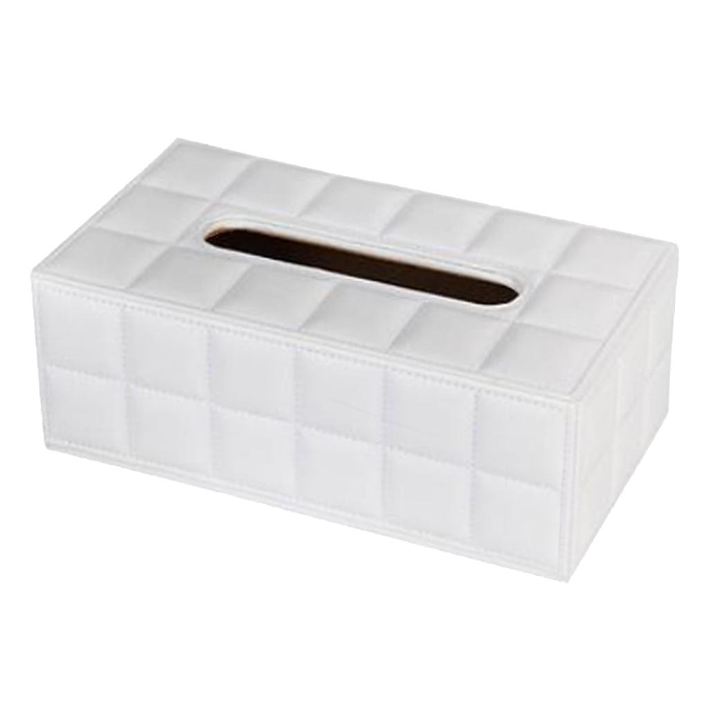 White Room Car PU Leather Tissue Box Paper Holder Cover Napkin Rectangle