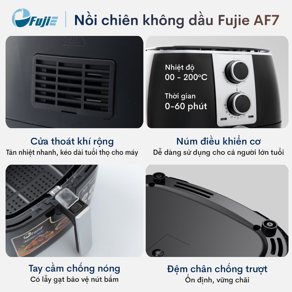 Nồi chiên không dầu 7.5 Lít nhập khẩu CN Nhật Bản FujiE AF7 - Hàng chính hãng