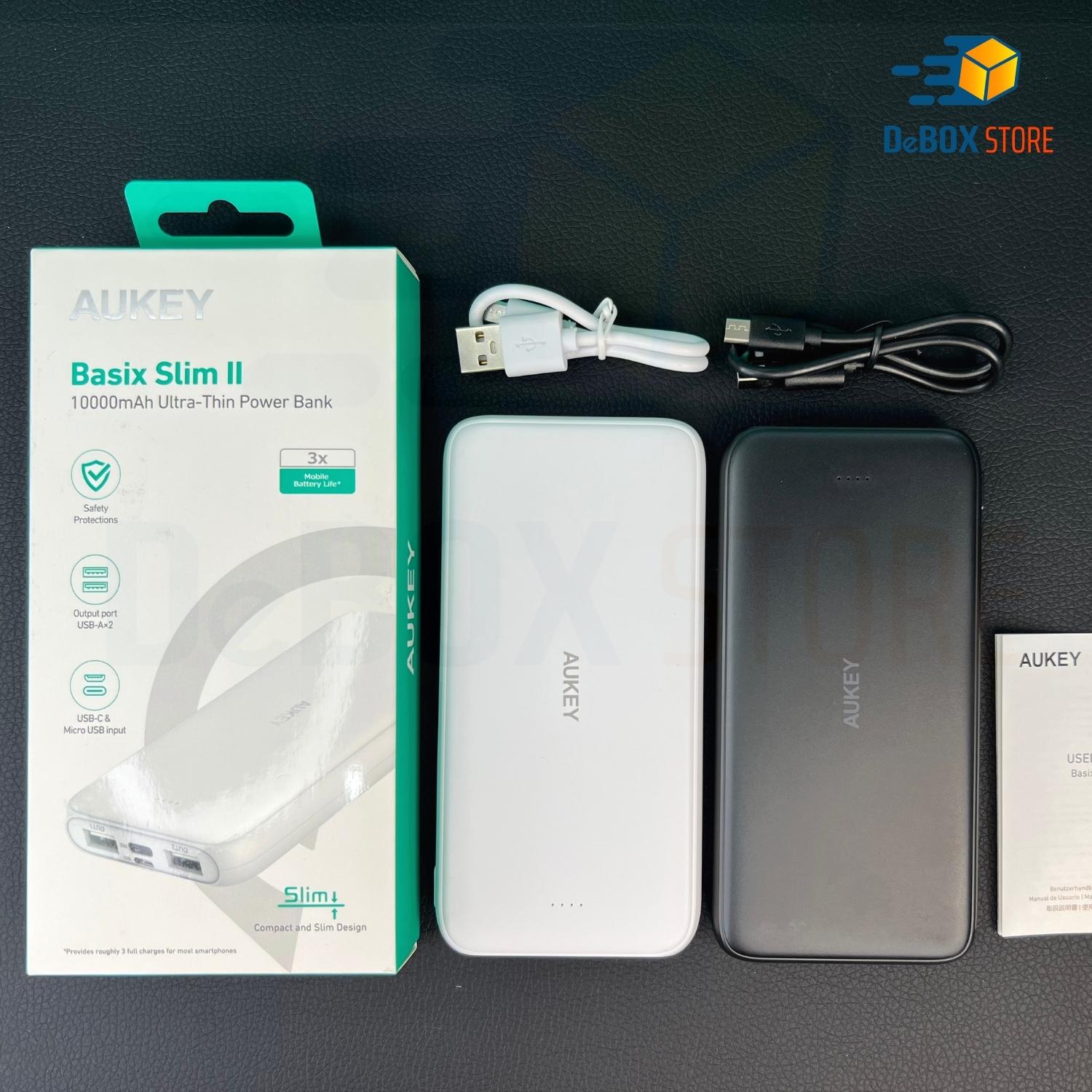 Pin sạc dự phòng AUKEY PB-N99 10000mAh Sạc nhanh 10.5W, 2 Cổng Sạc tiện lợi - Hàng Chính Hãng