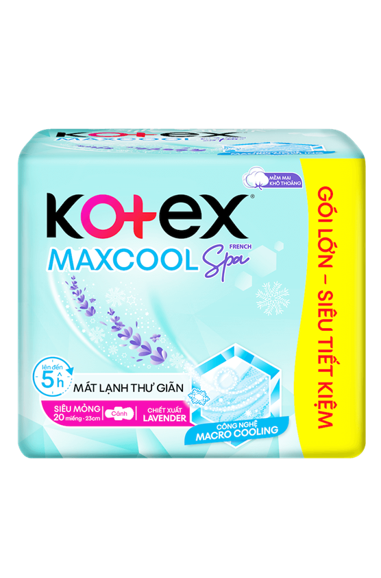 Băng vệ sinh Kotex Max Cool siêu mỏng có cánh 23cm (20 miếng)