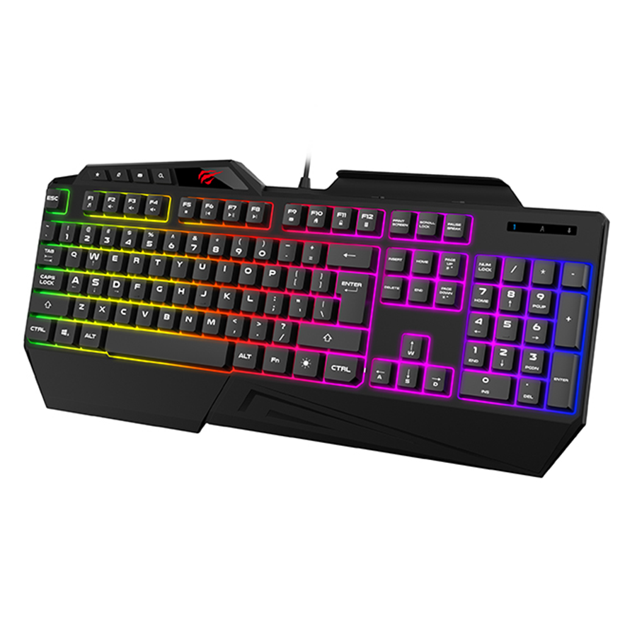 Bàn phím Gaming có dây HAVIT GAMENOTE KB488L đèn nền LED RGB Full-size 108 phím Cổng USB dài 1.5m Đen Hàng Chính Hãng