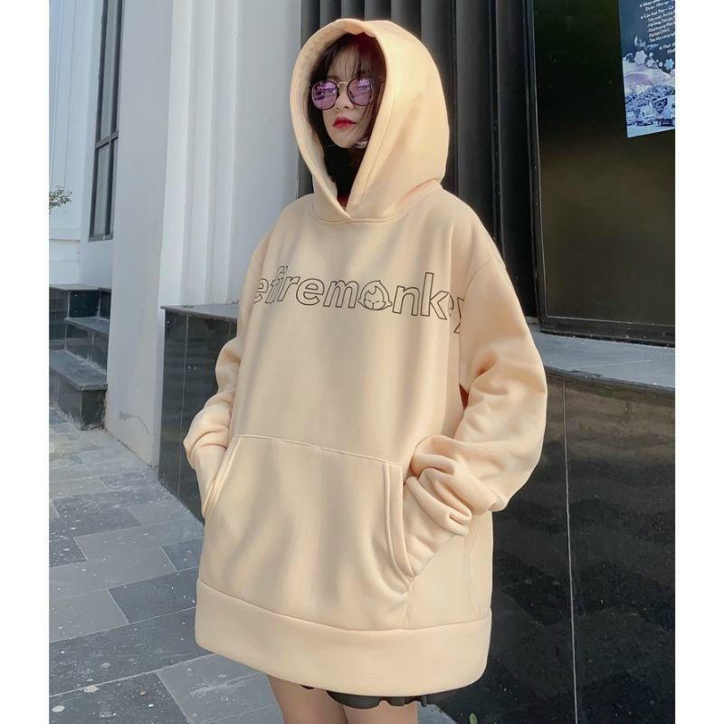 Áo hoodie form rộng nỉ EFIREMONLS 4 màu unisex ảnh thật (nữ mặc đẹp)