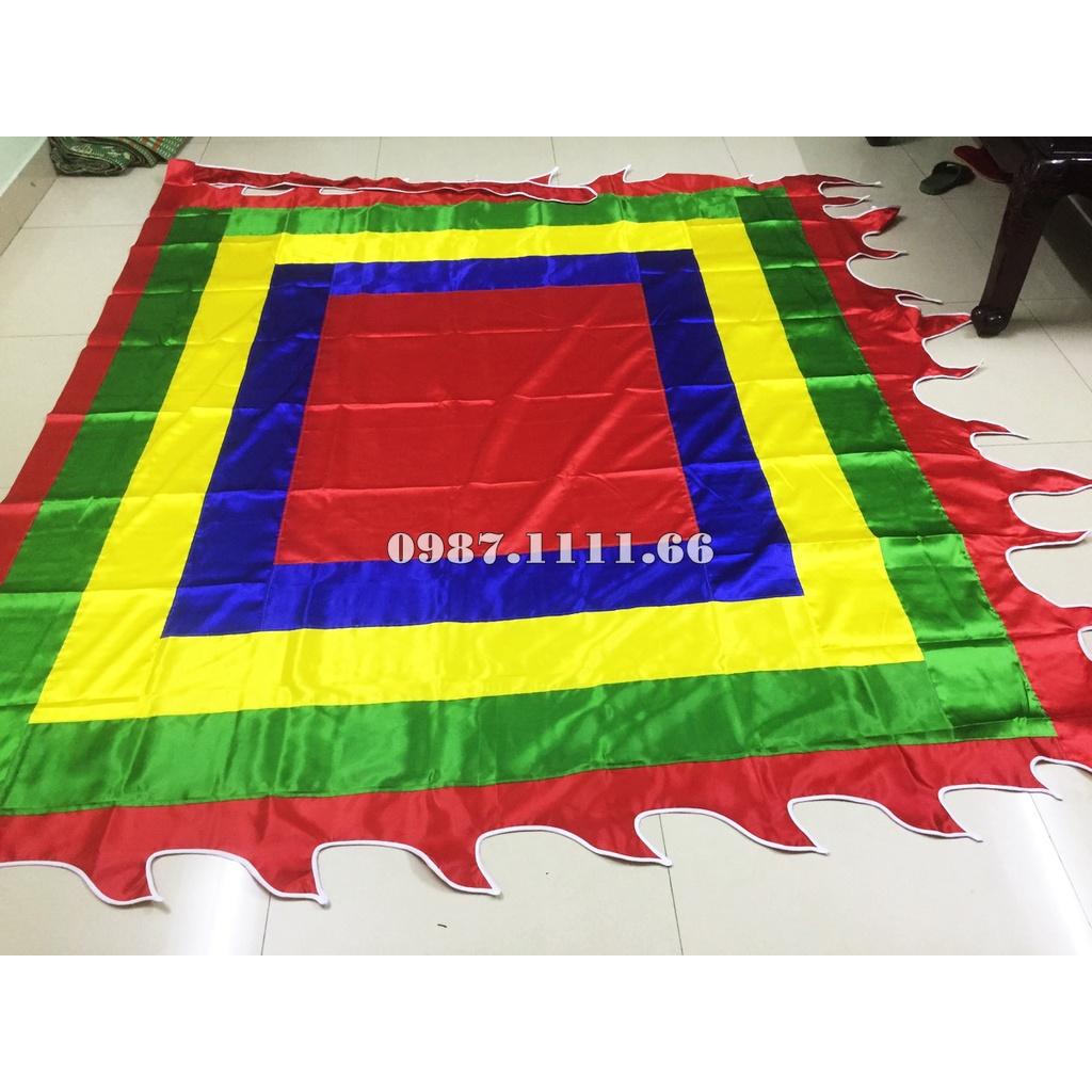 Cờ Ngũ Sắc - Cờ Thần kích thước 2.5 x2.5 m Chất Liệu Vải Phi Bóng Dày Dặn Đường may sắc chắc chắn