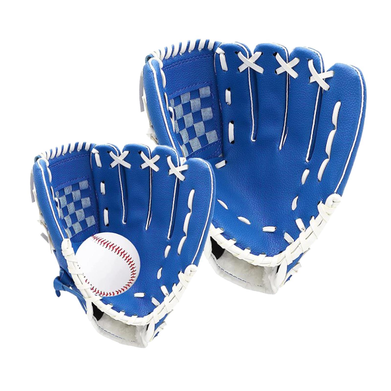 2Pcs Baseball Glove Softball Gloves Infield Outfield Gloves Baseball Fielding Glove Baseball Mitts with Ball for Team Game Beginner Backyard