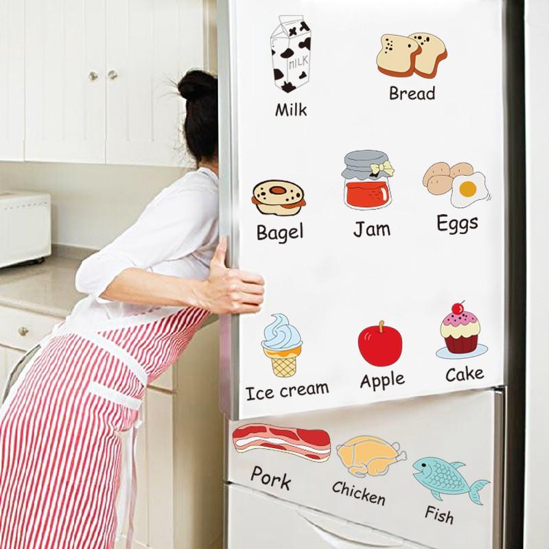 Decal dán tường từ vựng tiếng anh về các loại thực phẩm cho bé AM7009