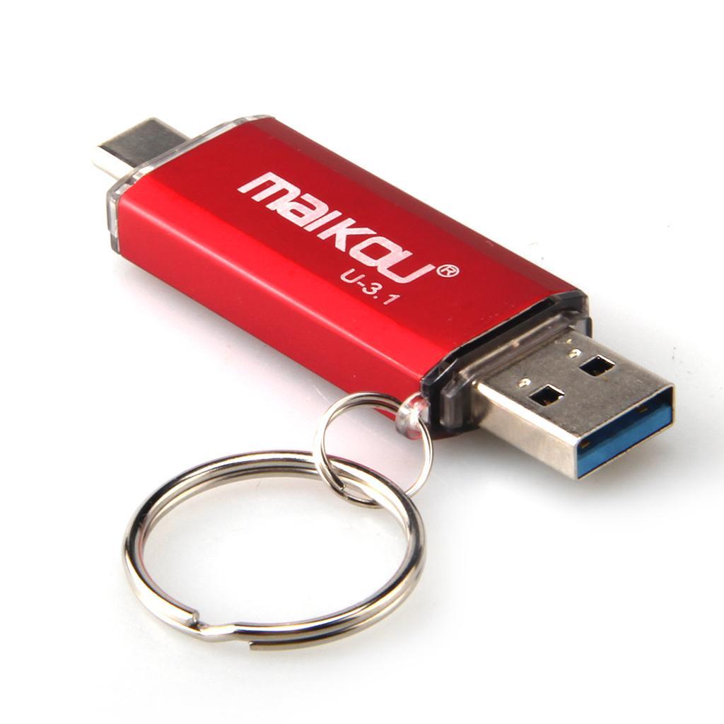 2 in 1 USB 3.0+ Type C OTG Flash Drive Memory Stick 256GB Storage red