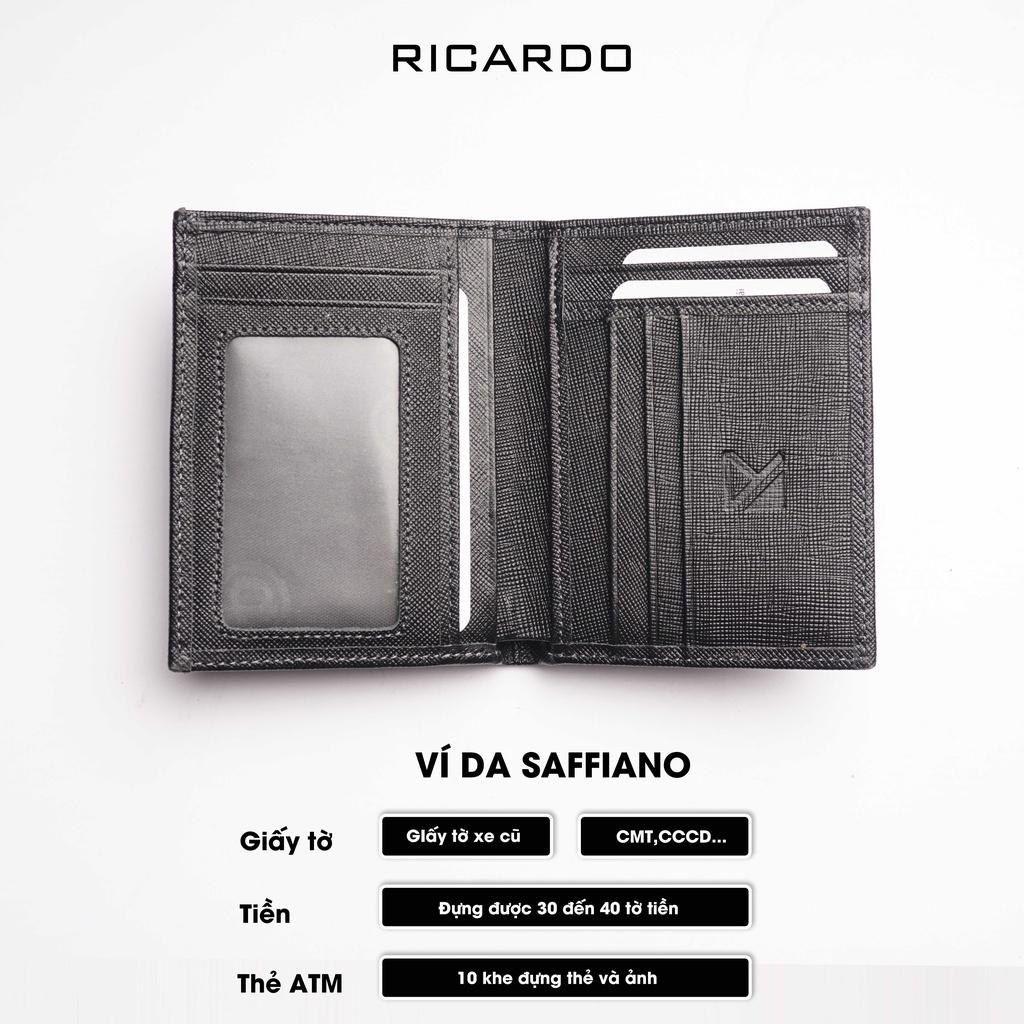 Ví nam,Bóp nam đựng Card Feasty da Saffiano chống nước,xước,có hộp đựng - V105