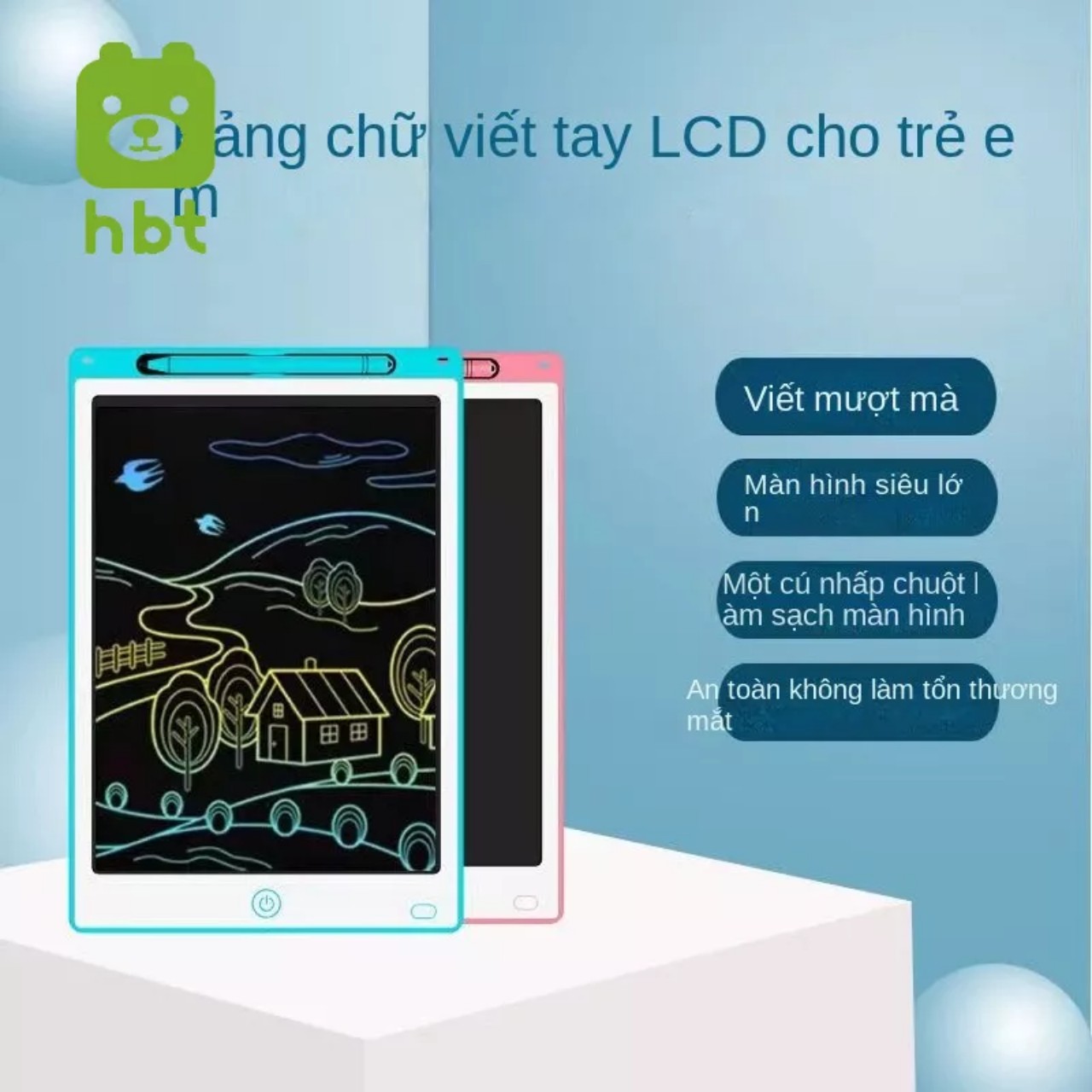 Bảng vẽ điện tử tự xóa thông minh màn hình 12 inch giúp bé thỏa sức sáng tạo