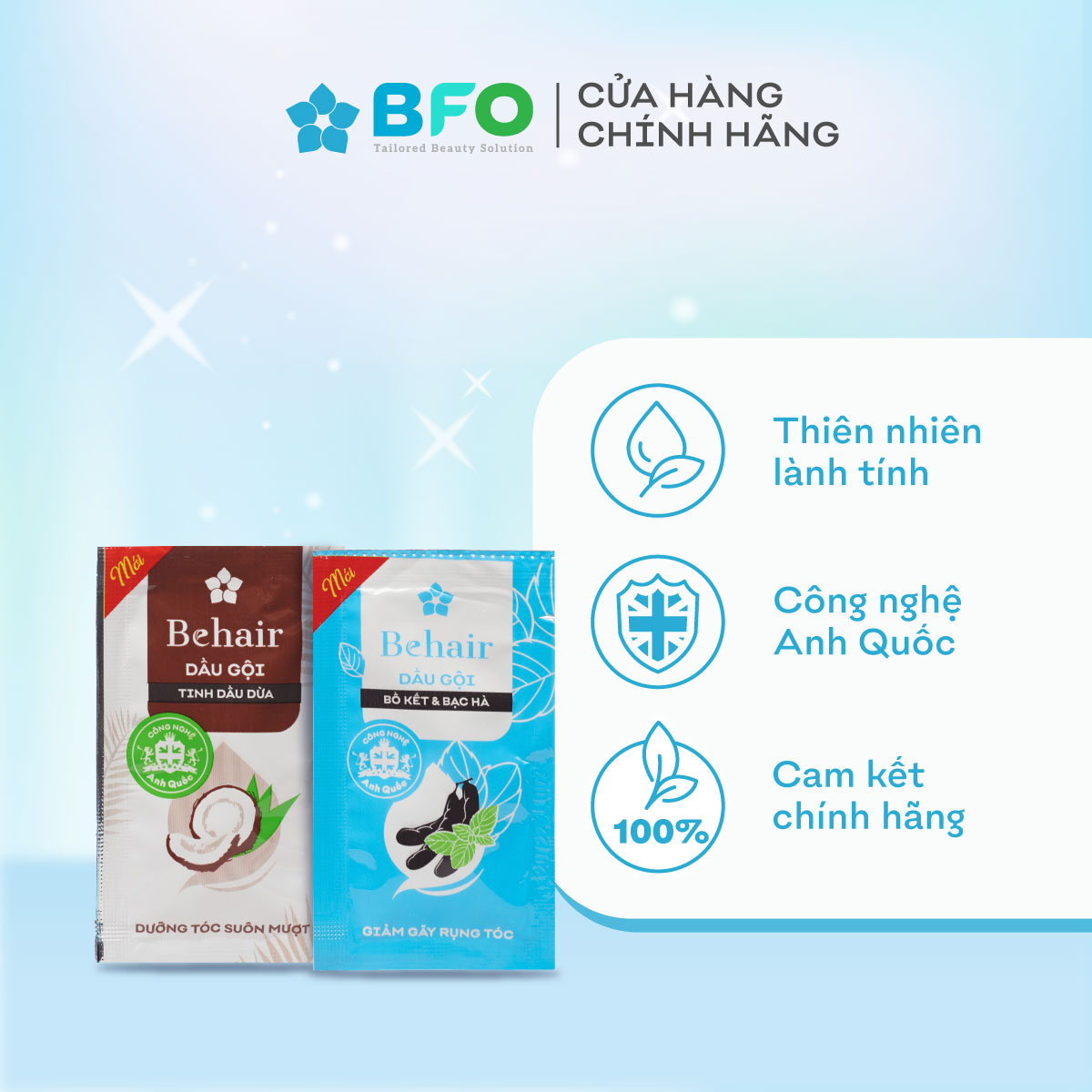 Dây Dầu Gội Behair Tinh Dầu Thiên Nhiên Dung Tích 6ml